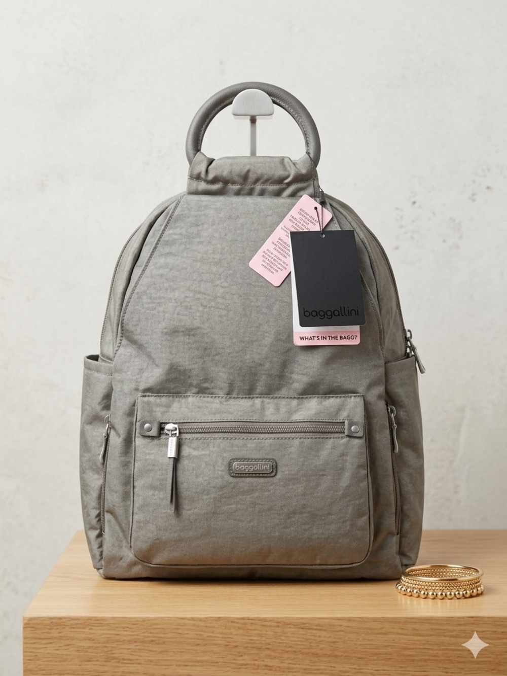 Baggallini Taupe Gray Lightweight  Backpack